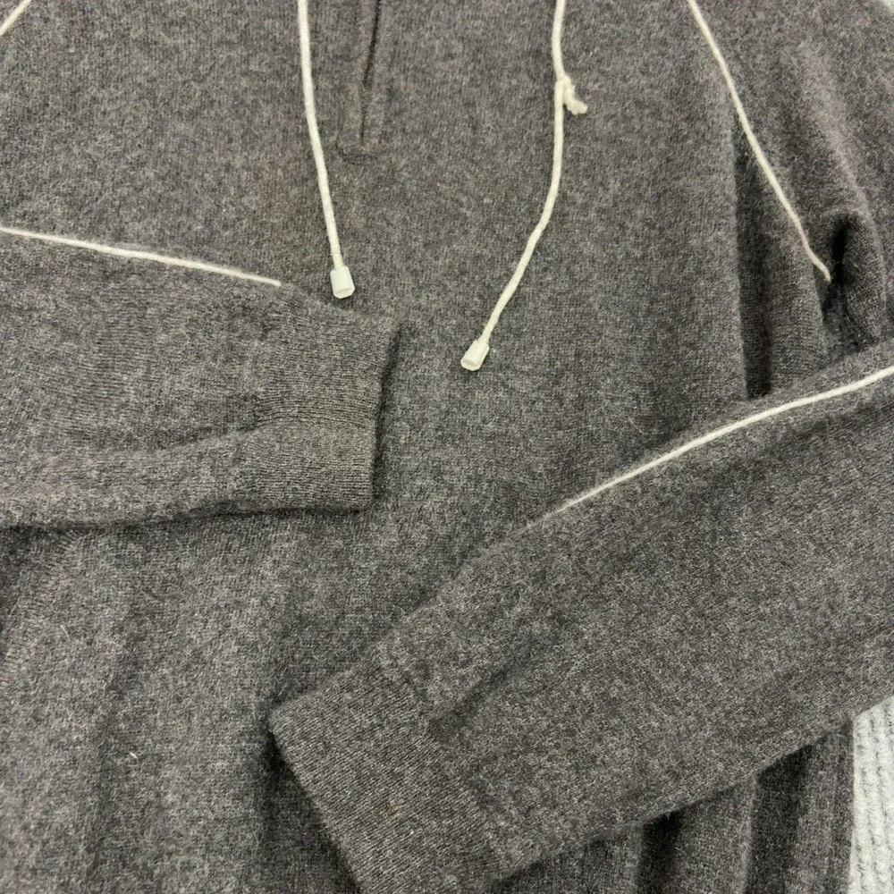 Daniel Bishop Sweater Mens L Gray Cashmere Quarter Zip Mock Neck Luxury Style